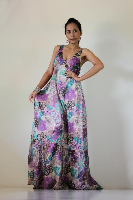 Boho Maxi Dress Cotton Bohemian Sleeveless Long Gown : Kiss Of The Sun Collection