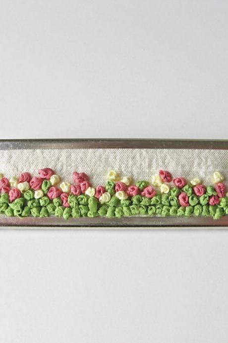 Garden Brooch Hand Embroidered