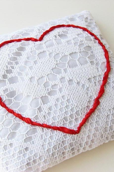 Red Heart Lavender Sachet Silk Ribbon Embroidery