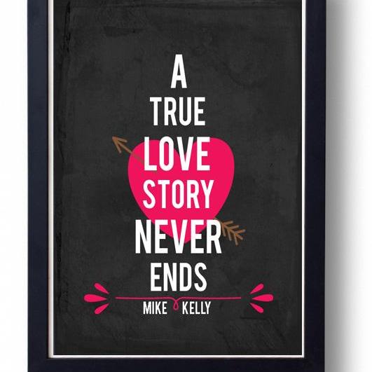 Kitchen Art, Kitchen decor, Anniversary gift for Husband, wife- A True Love Story Never Ends